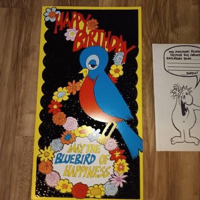 Humorous Vintage LARGE black felt Party Line studio card for those who think Big!