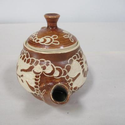 Handmade Pottery Tea Pot & Cup Signed By Artist