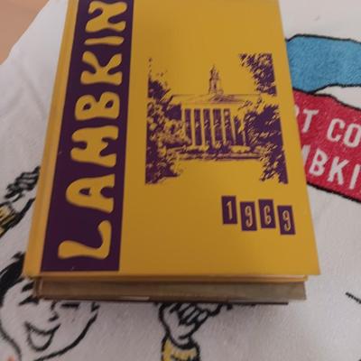 Fort Collins Lambkins Yearbooks 1968, 1969 and 1974, with go team go vintage Lambkins towel