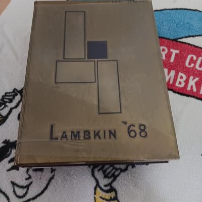 Fort Collins Lambkins Yearbooks 1968, 1969 and 1974, with go team go vintage Lambkins towel