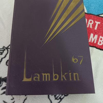 Fort Collins Lambkins Yearbooks 1968, 1969 and 1974, with go team go vintage Lambkins towel
