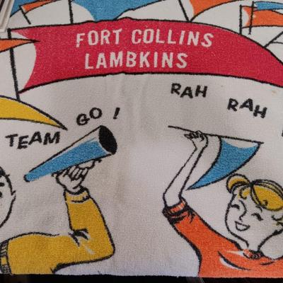 Fort Collins Lambkins Yearbooks 1968, 1969 and 1974, with go team go vintage Lambkins towel