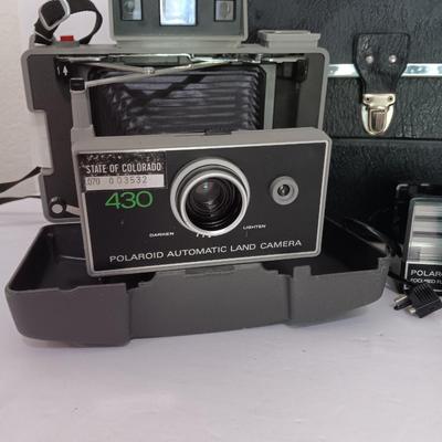 Polaroid Automatic land camera 430 with accessories and case