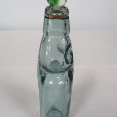 Glass Reproduction Codd Bottle Design Figural Owl Face Soda Bottle with Marble Stopper