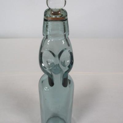 Glass Reproduction Codd Bottle Design Figural Owl Face Soda Bottle with Marble Stopper