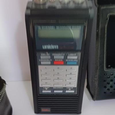 Working Uniden 10 channel Scanner radio with power cord with a Sony handheld watchman television