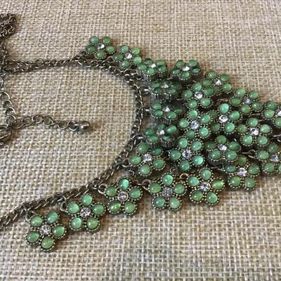 Green Flower Costume Necklace