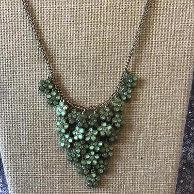 Green Flower Costume Necklace