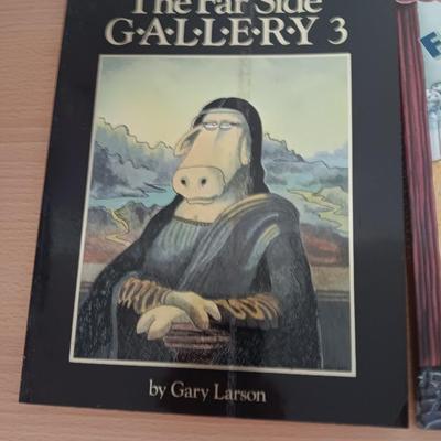Five The Far Side books with Calvin & Hobbes book too