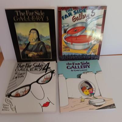Five The Far Side books with Calvin & Hobbes book too