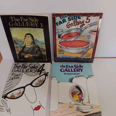 Five The Far Side books with Calvin & Hobbes book too