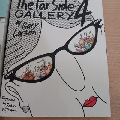 Five The Far Side books with Calvin & Hobbes book too