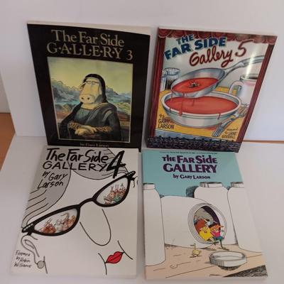 Five The Far Side books with Calvin & Hobbes book too