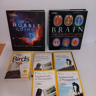National Geographic books - Hubble cosmos- The brain - Birds - and Photography lessons on disc