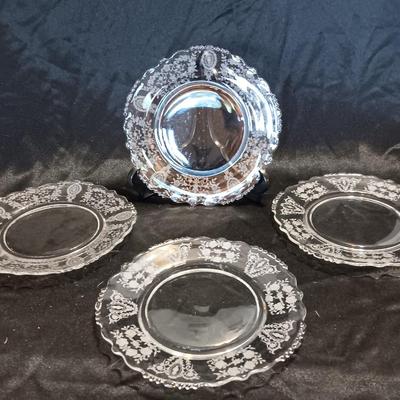 Set of 4 7" plates June Night by Tiffen Franciscan, Needle Etched Beautiful (2 of 2)