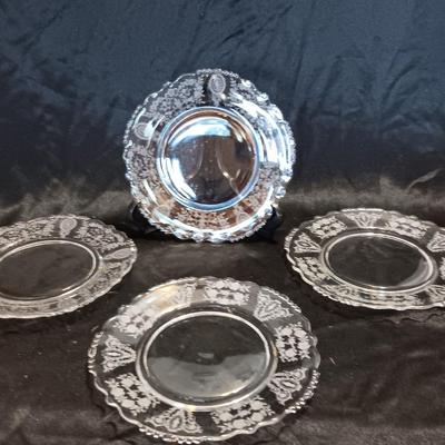 Set of 4 7" plates June Night by Tiffen Franciscan, Needle Etched Beautiful (1 of 2)