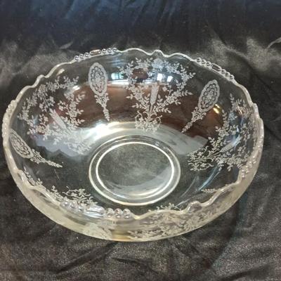 June Night by Tiffen Franciscan, Large Needle Etched Beautiful centerpiece bowl