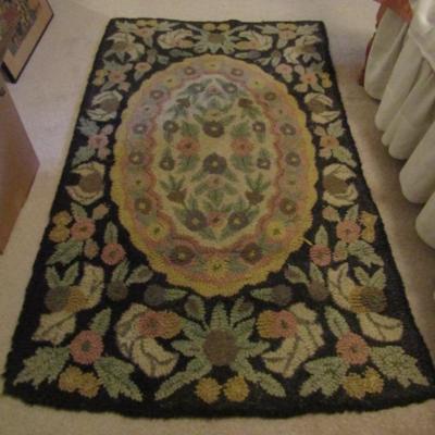 Hooked Rug:  Floral with Center Medallion- Approx 59
