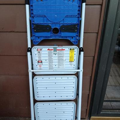 Three stair step ladder with top platform