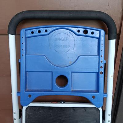 Three stair step ladder with top platform