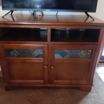 Television / Media stand with inlayed tiles and storage