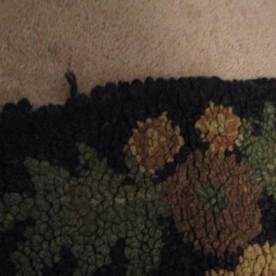 Oval Hooked Rug:  Floral with Center Medallion- Approx 58