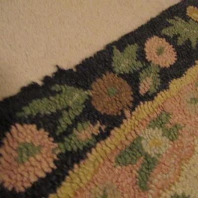 Oval Hooked Rug:  Floral with Center Medallion- Approx 58