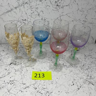 Decorated wine & champagne glasses