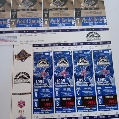 1950's Glass Baseball Home Run Bank with Colorado Rockies World series collectible tickets