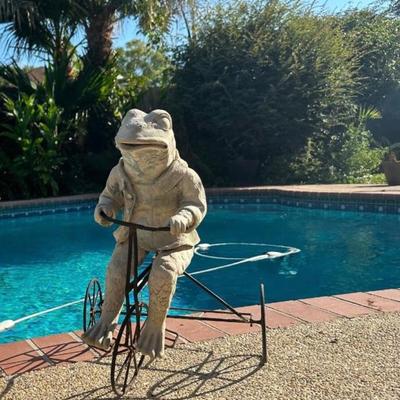 Plastic Frog on Metal Tricycle  (see description)