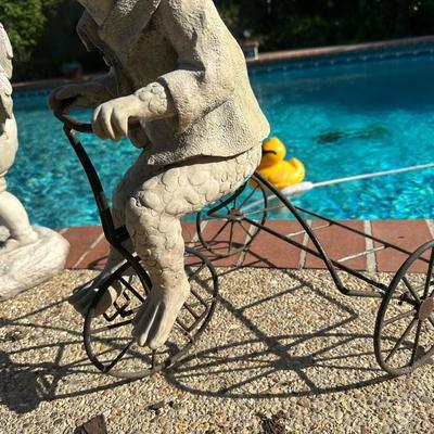 Plastic Frog on Metal Tricycle  (see description)
