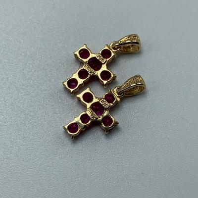Colorful Gemstone Cross Pendants on 14K & 925 (B3-HS)