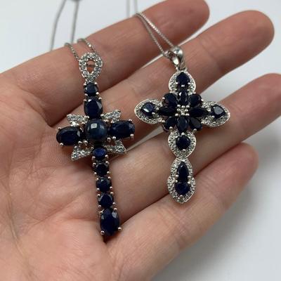 Colorful Gemstone Cross Pendants on 14K & 925 (B3-HS)
