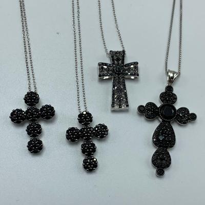 Colorful Gemstone Cross Pendants on 14K & 925 (B3-HS)