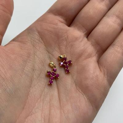 Colorful Gemstone Cross Pendants on 14K & 925 (B3-HS)