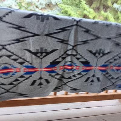 Beautiful Reversible Native design Beaver State Pendleton wool blanket and matching throw pillow