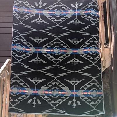 Beautiful Reversible Native design Beaver State Pendleton wool blanket and matching throw pillow