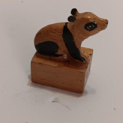 African wood carving and small Panda carved pencil sharpener