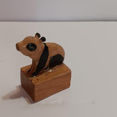 African wood carving and small Panda carved pencil sharpener