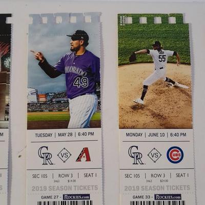 Colorado Rockies Tickets 2019 Season Tickets with player Photo's Section 105 Row 3 Seat 1