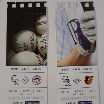 Colorado Rockies Tickets 2019 Season Tickets with player Photo's Section 105 Row 3 Seat 1