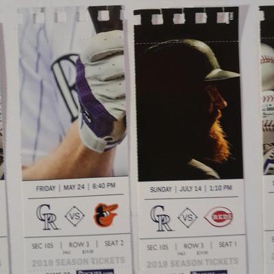 Colorado Rockies Tickets 2019 Season Tickets with player Photo's Section 105 Row 3 Seat 2