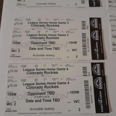 Colorado Rockies Season tickets NLCS - Div. season - NLDS 2010 2009- 2010-  2018