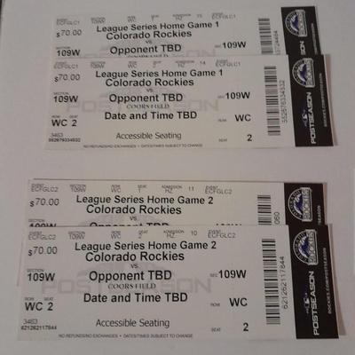 Colorado Rockies Season tickets NLCS - Div. season - NLDS 2010 2009- 2010-  2018