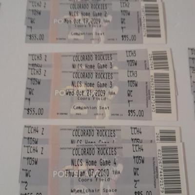 Colorado Rockies Season tickets NLCS - Div. season - NLDS 2010 2009- 2010-  2018