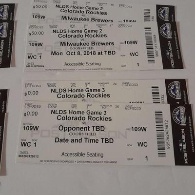 Colorado Rockies Season tickets NLCS - Div. season - NLDS 2010 2009- 2010-  2018