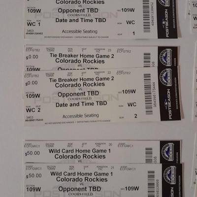 Colorado Rockies Tickets World series TBD - Tie Breakers - game 1-4 2009 Season tickets