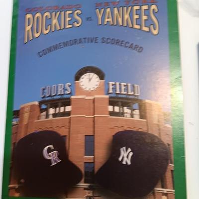 Colorado Rockies Memorabilia Rockies VS Yankees scorecard, 25 year calendar - Glory bear and ticket case