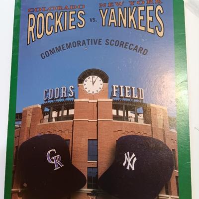 Colorado Rockies Memorabilia Rockies VS Yankees scorecard, 25 year calendar - Glory bear and ticket case