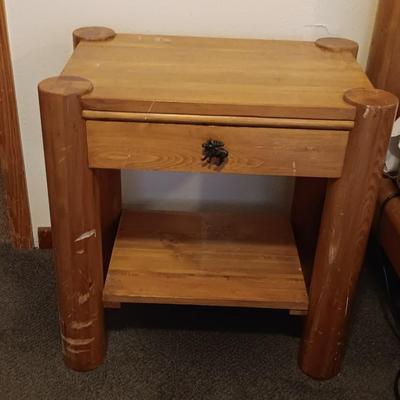 Two-tiered nightstand / side table with moose drawer pull. (1 of 2)